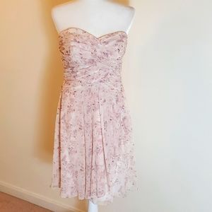 David's Bridal light pink and purple strapless dress